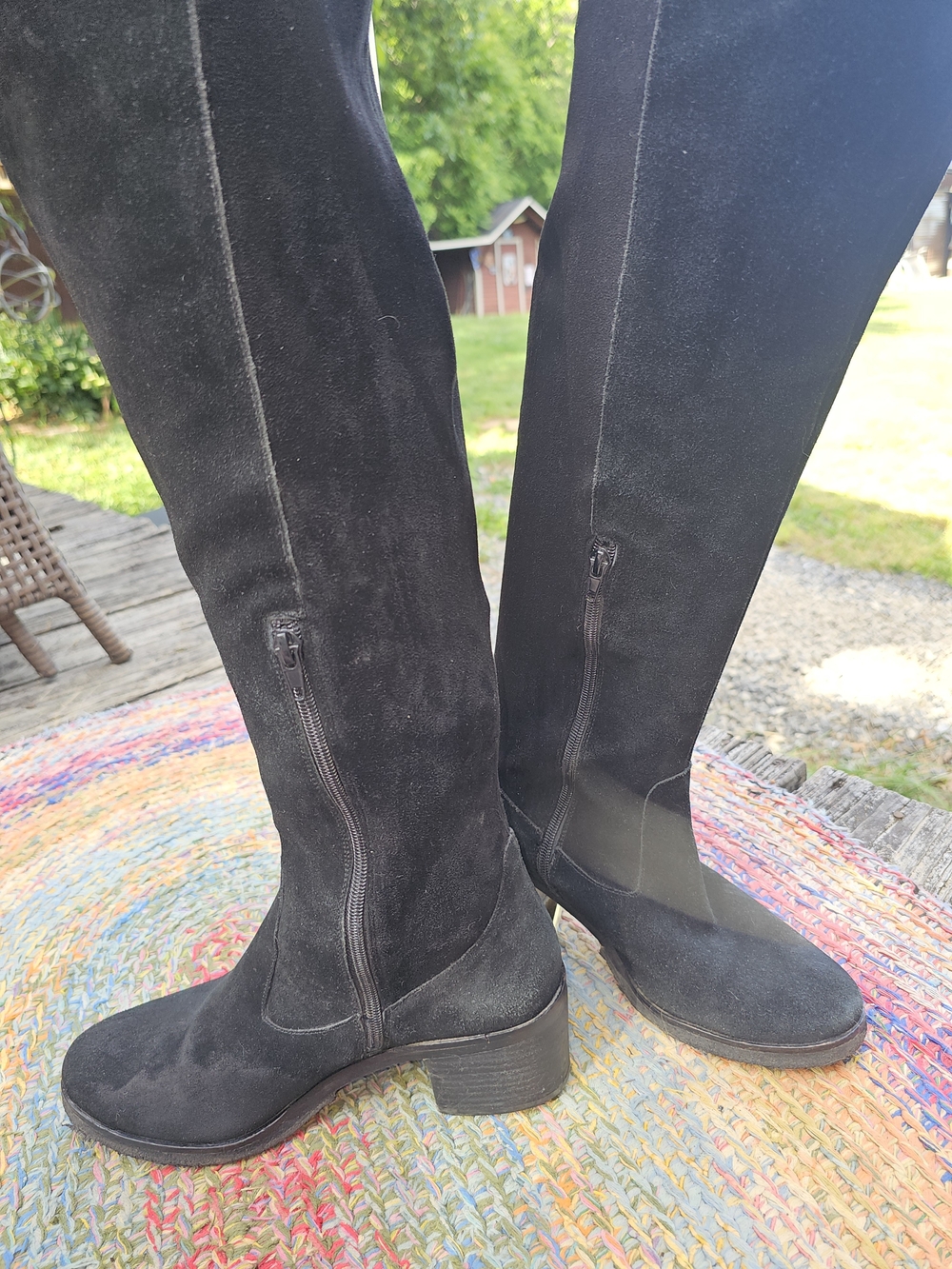 Vince Camuto Tall Black Leather Suede Over-The-Knee Boots - Picture 8 of 15